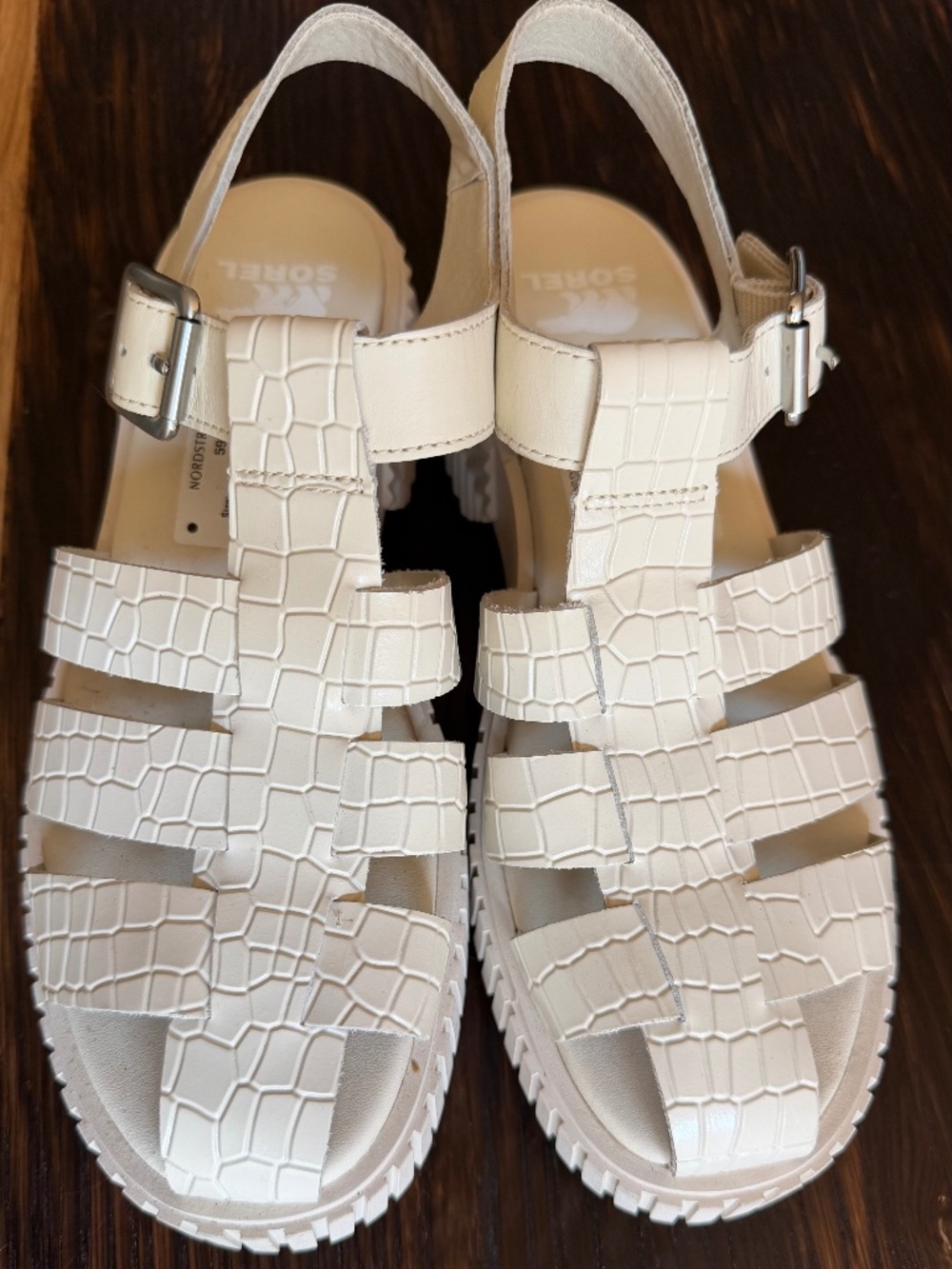 Sorel White Cream Platform Fisherman Sandals
